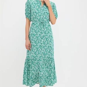 Tuckernuck Hyacinth House Green Micro Floral Frannie Maxi Dress